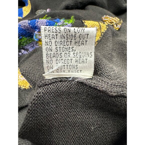 Vintage Just B cardigan beaded artsy dragonflies bold fun whimsy medium workwear - Picture 13 of 14